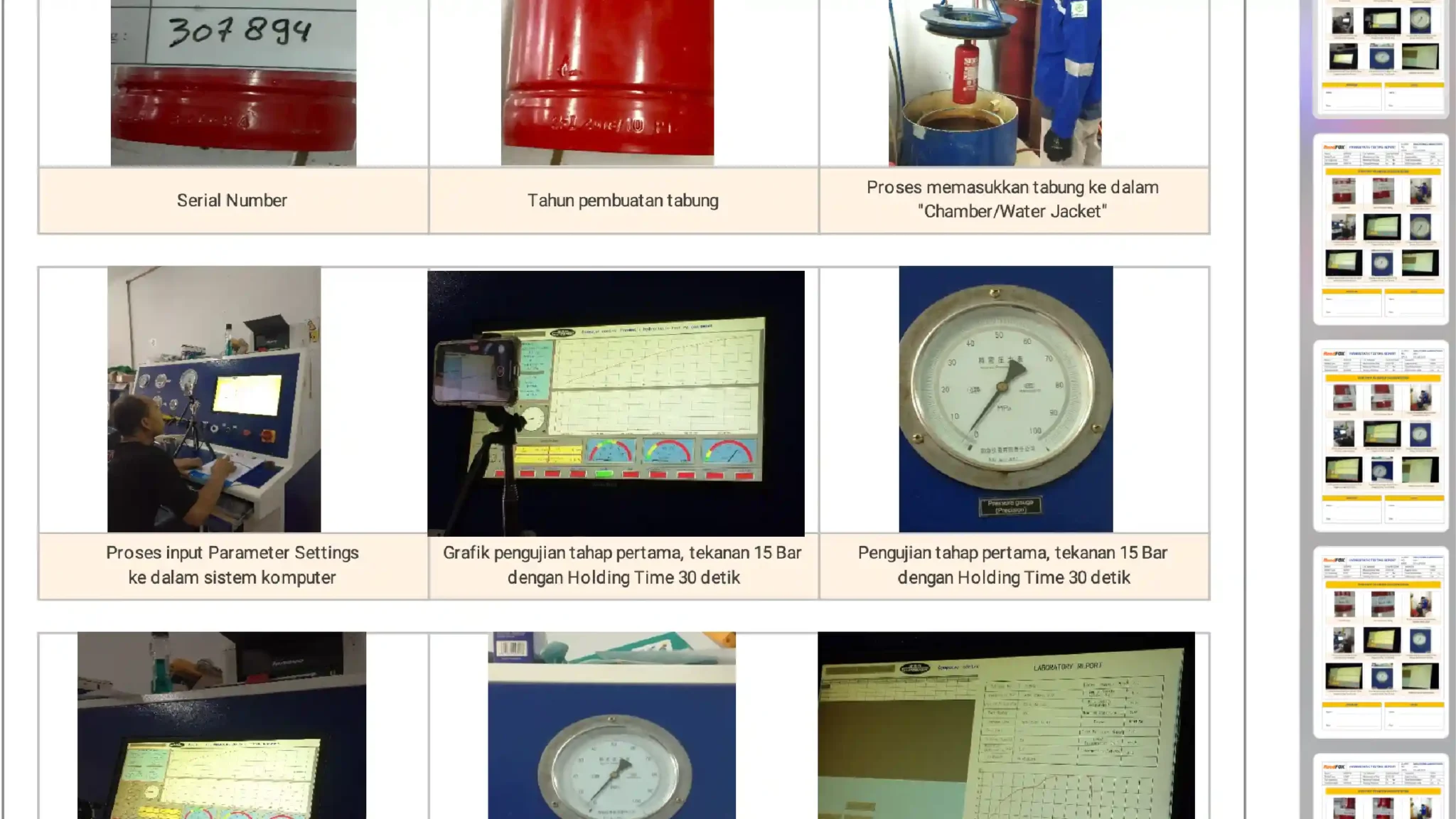 single sheet report hydrotest tabung apar dan fm200