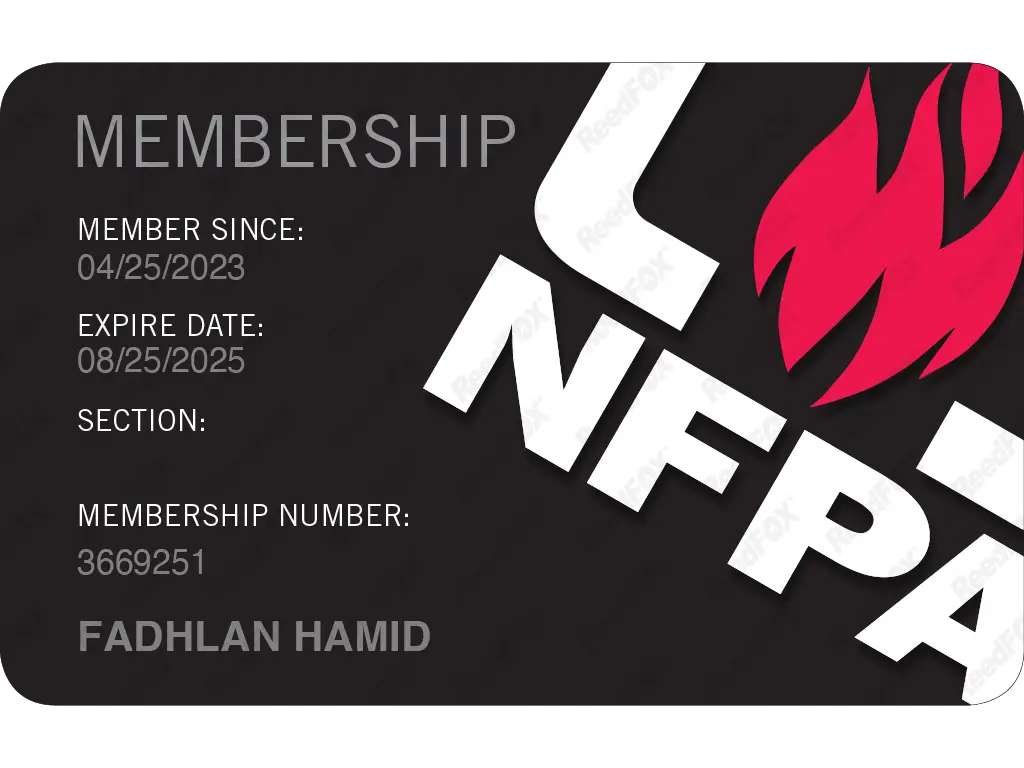 Kartu NFPA Membership Fadhlan Hamid