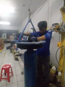 proses hydrotest tabung oksigen cascade